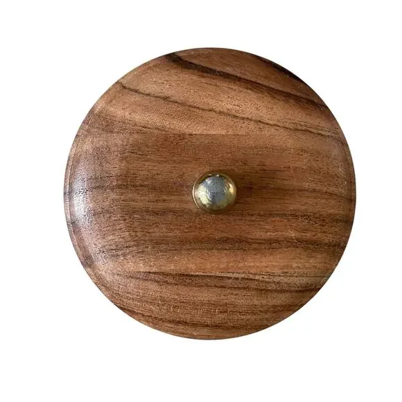 Hand Painted Striped Ceramic Canister w/ Wood Lid Made in India Black Cream NEW - Picture 4 of 15